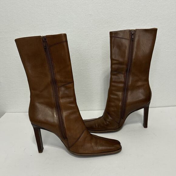 Diba Brown Leather Heel Boot Astoria Sz 7.5M Stitch Brazil Witchy Boho - Picture 8 of 13
